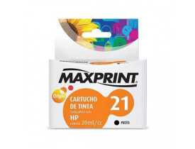 Cartucho De Tinta 21 Preto Max Compativel Com Original Hp C9351A Maxprint - 1
