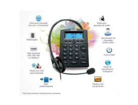 TELEFONE C/HEADSET ELGIN HST-8000 COM IDENTIFICADOR DE CHAMADAS E BASE ANTIDERRAPANTE - 1