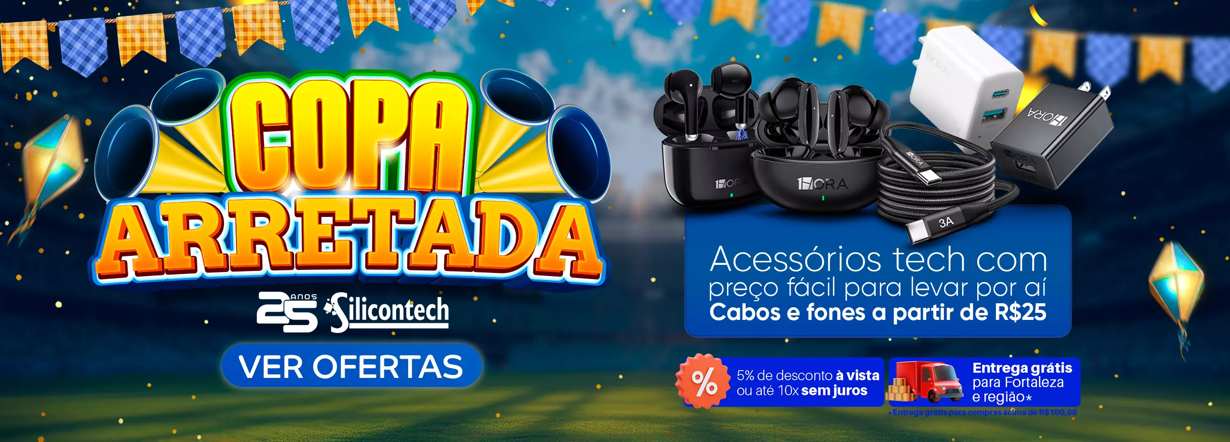 Copa Arretada Fones e cabos