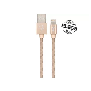 Cabo Usb X Usb Lightning Para Iphone 8/X/Xr/11/12/13 Tecido Trancado 1.0M Dourado C810Bg Elg - 1