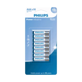 Kit De Pilhas Alcalina Aaa Com 16 Unidades Lr03P16B/59 Philips - 1