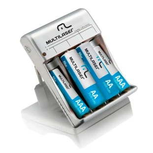 CARREGADOR DE PILHAS AA/AAA COM 2 PILHAS AA E 2 PILHAS AAA CB045 MULTILASER - 1