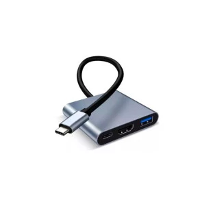 Adaptador Tipo-C 3 Em 1 Hdmi Usb 3.0 Usb C Compativel S20 S21 S22 Macbook M1 Domoko - 1