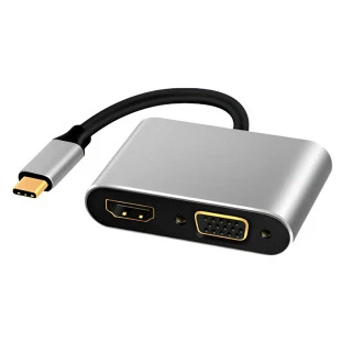 Adaptador Tipo-C 4 Em 1 Hdmi Usb 3.0 Usb C Vga Compativel Macbook Oem - 1