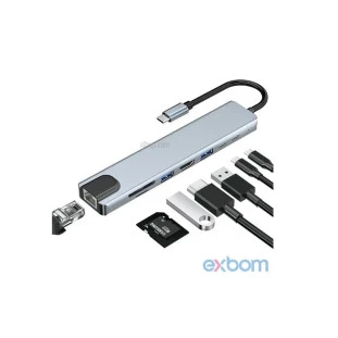 Adaptador Usb Hub Extensor X Usb-C 8 Em 1 Udc-Phnr1008A Ad0614Ex Exbom - 1