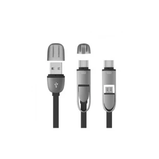 Cabo 2 Em 1 Type C Micro Usb 1,5M Preto Wi350 Multilaser - 1