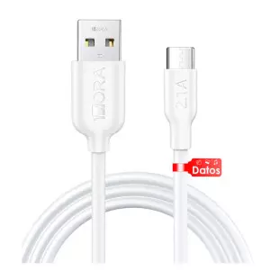 Cabo De Carregamento Usb-A M X Usb-C M 2,1A 1 Metro Branco Cab237 1hora - 1