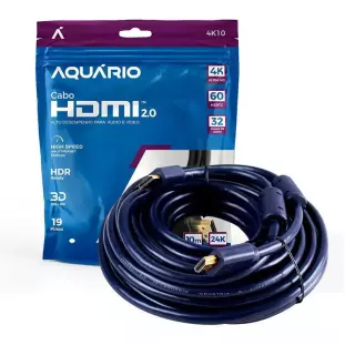 Cabo Hdmi X Hdmi 10,0 Metros 2.0 4K Fhd 4K10 Aquario - 1