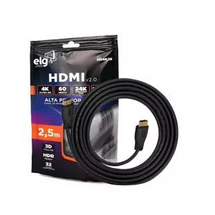 Cabo Hdmi X Hdmi 2,5 Metros 2.0 3D 4K Uhd 4K Hd4K25 Elg - 1