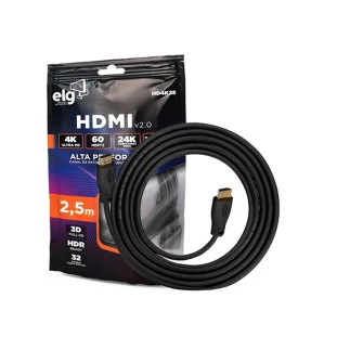 Cabo Hdmi X Hdmi 2,5 Metros 2.0 3D 4K Uhd 4K Hd4K25 Elg - 1