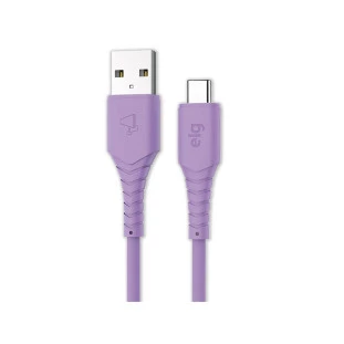Cabo Usb X Usb Tipo-C Emborrachado 3A 1,2 Metro Roxo Tc12X Elg - 1