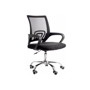 Cadeira De Escritorio Base Cromada Preta 1050 Fortt - 1