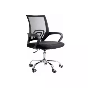 Cadeira De Escritorio Base Cromada Preta 1050 Fortt - 1