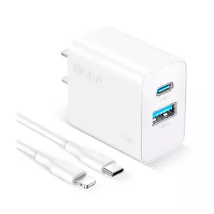 Carregador 2 Portas 20W + Cabo Tipo C - Lighting Gar163 1Hora - 1