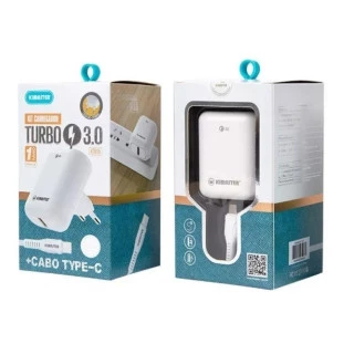 Carregador De Parede Turbo 1X Usb 3.0A + Cabo Usb-C Kt615 Kimaster - 1