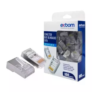 Conector Rj45 Blindado Cat6 Rj45C6M100 8P8C Exbom - 1