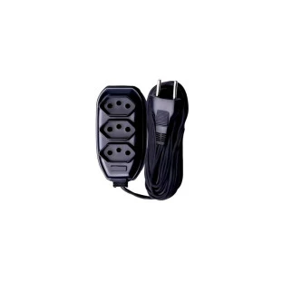 Extensao Eletrica 3 Tomadas 5,0 Metros 10A Preta Oem - 1