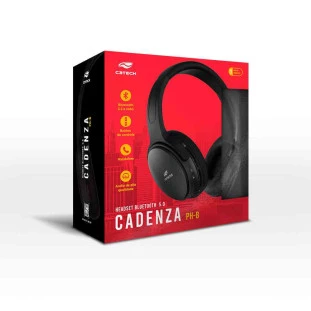 Fone De Ouvido Bluetooth 5.0 Cadenza Preto Phb-500Bk C3Tech - 1