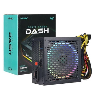Fonte Atx 500W Gamer Real Com Fan Led Rgb Dash Vfg500Wpr Vinik - 1
