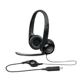 Headset Biauricular ** Com Microfone Usb H390 981-000014 Preto Logitech - 1