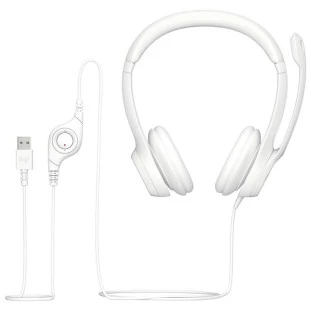 Headset Biauricular Com Microfone Usb H390 981-001285 Branco Logitech - 1