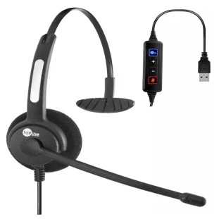 Headset Monoauricular Usb Com Microfone Htu-300 Mic Top Use - 1