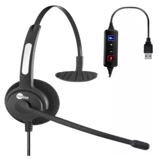 Headset Monoauricular Usb Com Microfone Htu-300 Mic Top Use - 1