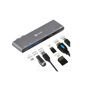Hub Usb Type C 7 Em 2 - 2 Usb 3.0 + Leitor De Cartao Sd Tf + Hdmi +Thunderbolt 3 Hc-72 Vinik - 1