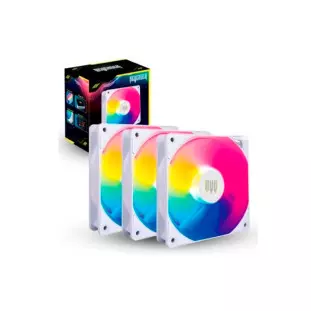 Kit 3 Cooler Fan AirCooler 120Mm Com Led Argb Branco Revenger - 1