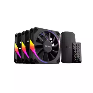 Kit Cooler Fan Com Controladora Sangue Frio 3 Black Vulcan 120Mm Com Led Argb K3Argbsf3Bvbr Pcyes - 1