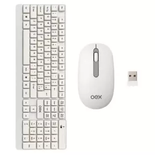 Kit Teclado + Mouse Sem Fio 2.4G Flat Tm406 Branco Oex - 1