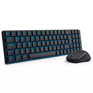 Kit Teclado + Mouse Sem Fio Office Led Azul Preto Bs-8772 Redragon - 1