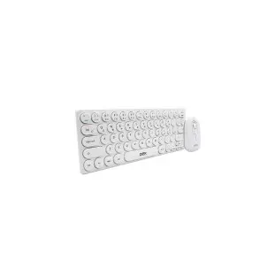 Kit Teclado + Mouse Sem Fio Retro Branco Tm409 Oex - 1