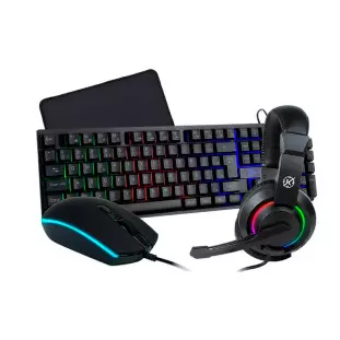 Kit Teclado + Mouse Usb + Headset + Mousepad 250 x 200mm Preto Odin Klk00017 Kalkan - 1
