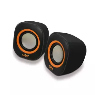 Caixa De Som Usb/P2 8W Rms Speaker Round Preto/Laranja Sk100 Oex - 1