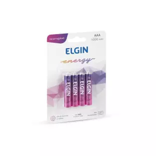 Pilha Recarregavel AAA Blister Com 4 Unidades 1000Mah 82171 Elgin - 1