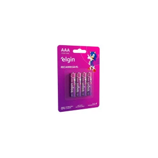 Pilha Recarregavel AAA Blister Com 4 Unidades 1000Mah 82171 Elgin - 1
