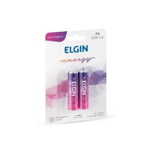 Pilha Recarregavel AA Blister Com 2 Unidades 2500Mah 82172 Elgin - 1