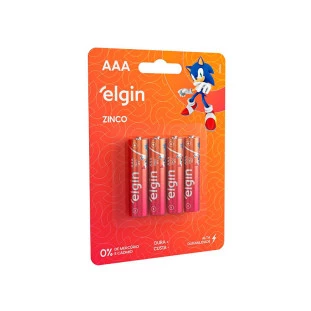 Pilha Zinco Carvao AAA Blister Com 4 Unidades R03-C Elgin - 1