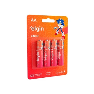Pilha Zinco Carvao AA Blister Com 4 Unidades R06P-C Elgin - 1
