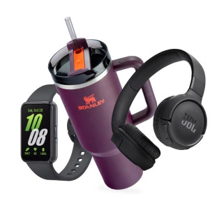 Relogio Galaxy Smartband 1.6" Fit3 Android Sm-R390 Samsung + Copo Termico Stanley + Headphone T520Bt - 1