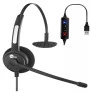 Headset Monoauricular Usb Com Microfone Htu-300 Mic Top Use - 1