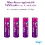Pilha Recarregavel AA Blister Com 4 Unidades 2500Mah Elgin CE - 2